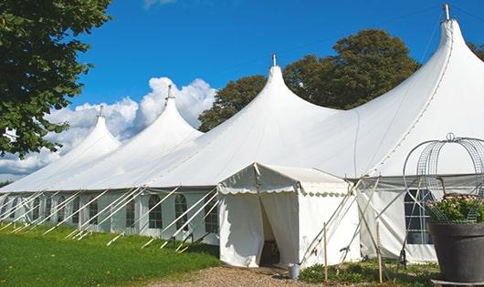 high-quality portable restrooms stationed at a wedding, meeting the needs of guests throughout the outdoor reception in Catawba